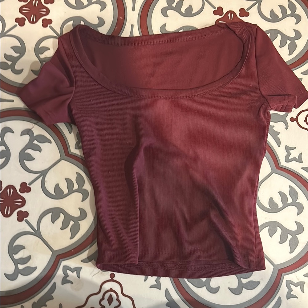 Red Fitted Bodysuit Crop Top - Picture 1 of 2